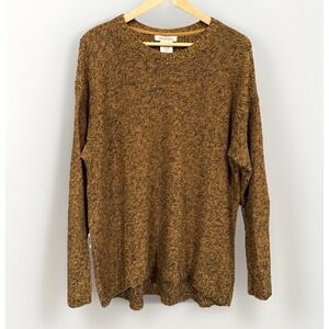 Chunky‎ Marled Knit Sweater Mustard Black Cozy Girl Slouchy Fit Women's XXL